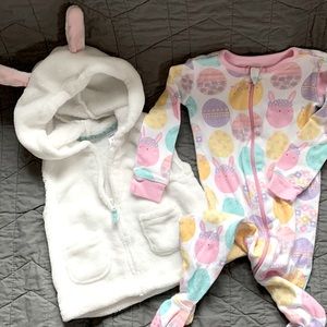 Easter pajamas and bunny vest! 12 months